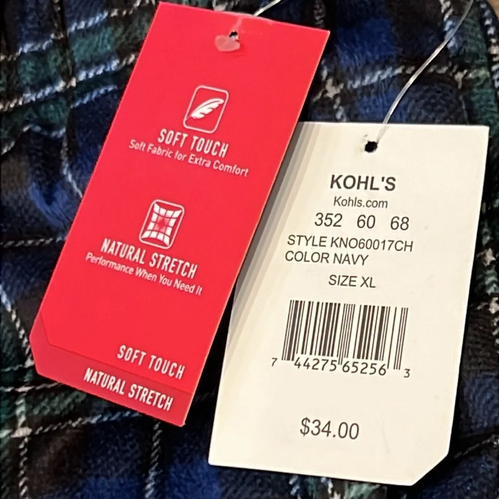 NWT Chaps Sleepwear Navy and Green Plaid Super Soft Pajama Bottoms XL